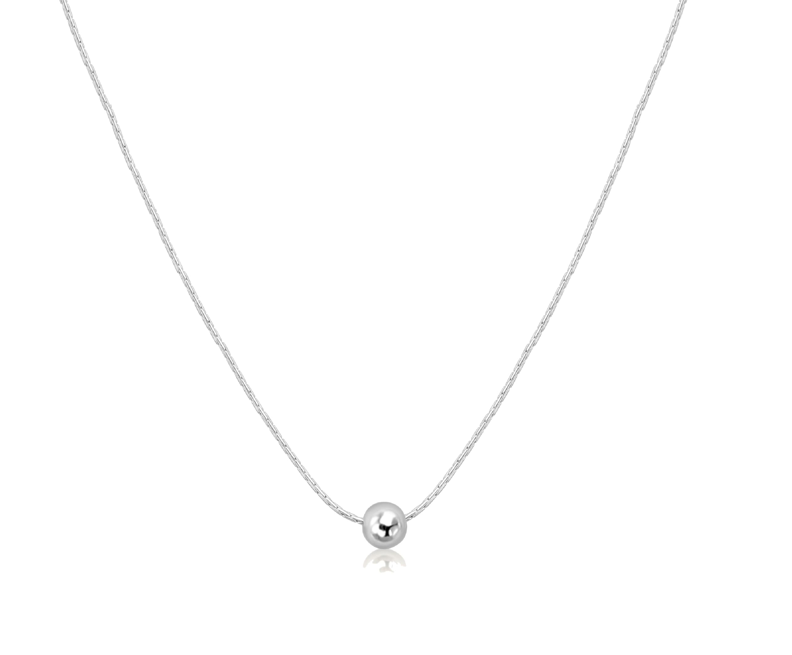 SAJE Slivery Ball Necklace - Sterling Silver Necklace for Women and Girls - Pendant Necklace with Chain - Minimalist Elegance with Sparkling Silver Round for Timeless Style - Gift for Her (B0CH4SKX1S) Amazon Price History, Amazon Price Tracker
