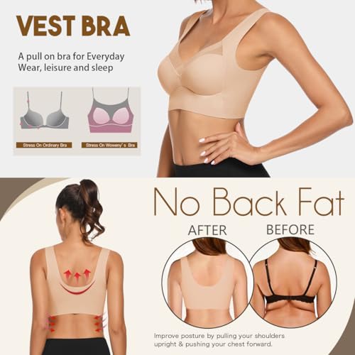 WOWENY Womens Seamless Wirefree Bras Comfortable Wireless Bras No Underwire Padded Push Up Soft Back Smoothing Bra3