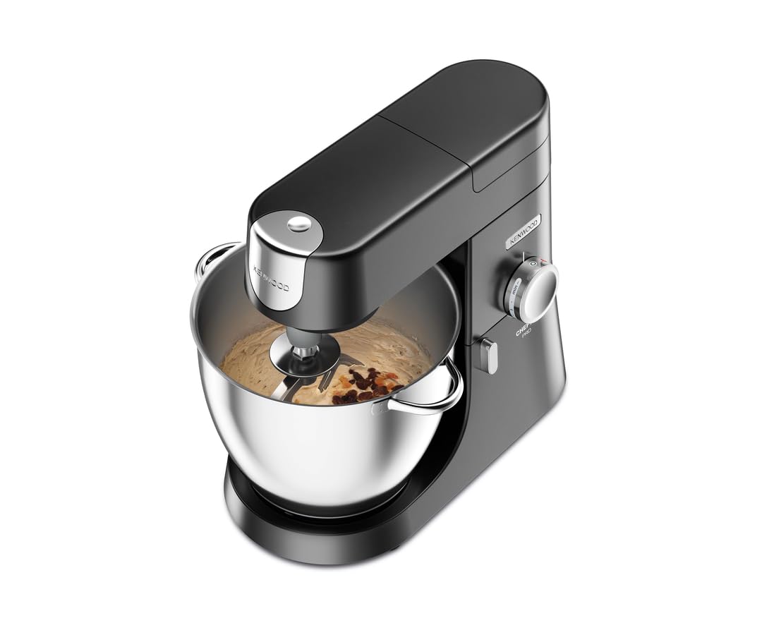 Kenwood Chef XL Pro – Planetaria Professionale con Ciotola XL in Acciaio Inox, Impastatrice Planetaria per Pane e Pizza, Frusta K, Frusta a Filo, Gancio Impastatore, Nera (KVL87.003BK)
