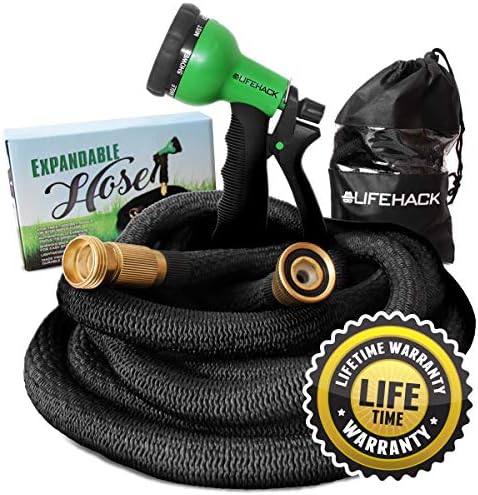 MrLifeHack Expandable Garden Hose (50ft) - Strongest Expanding Water Hose - Lightweight, Durable & Flexible - Bonus Nozzle Sprayer & Storage Bag