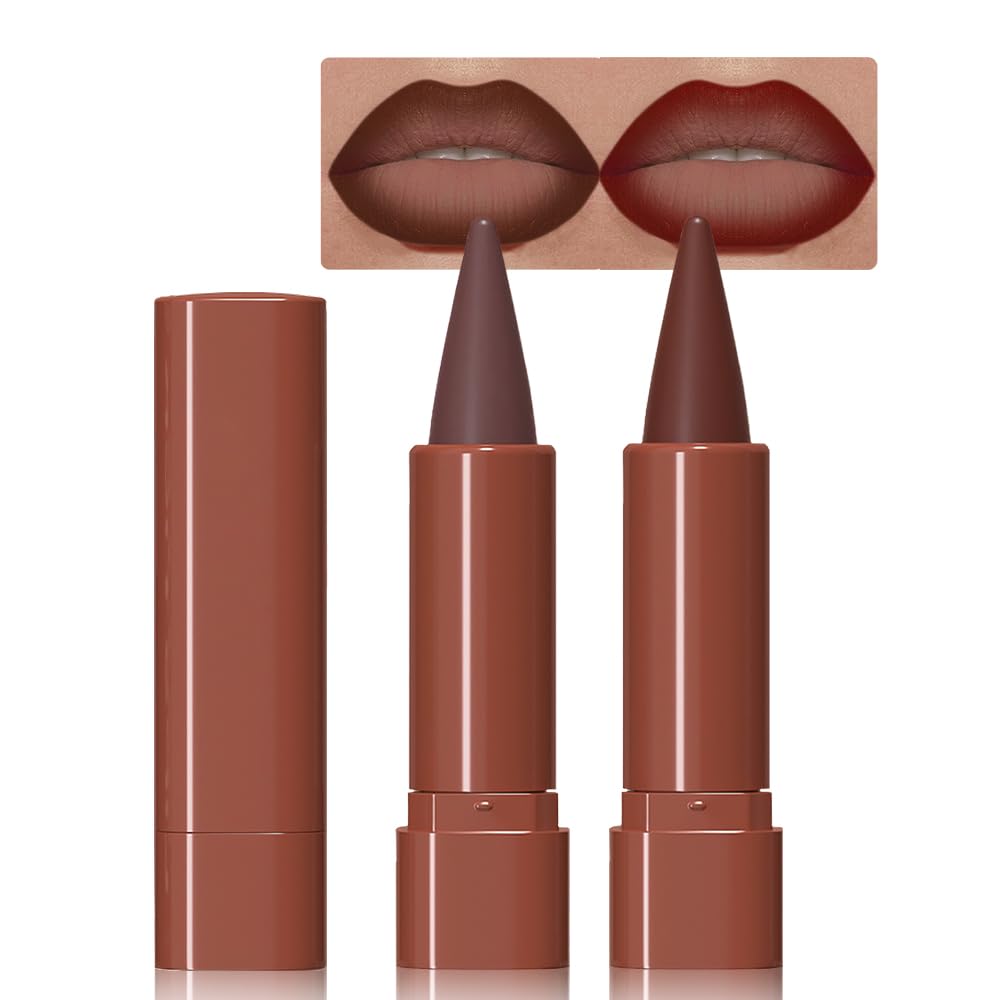 BINGBRUSH Lip Liner Pencil Set, Matte Lipstick Set, Cone Tip Line&Fill,2pcs