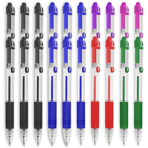 Stylos à bille Zebra Z-Grip rétractables lot 20 fournitures écriture multicolore pointe moyenne