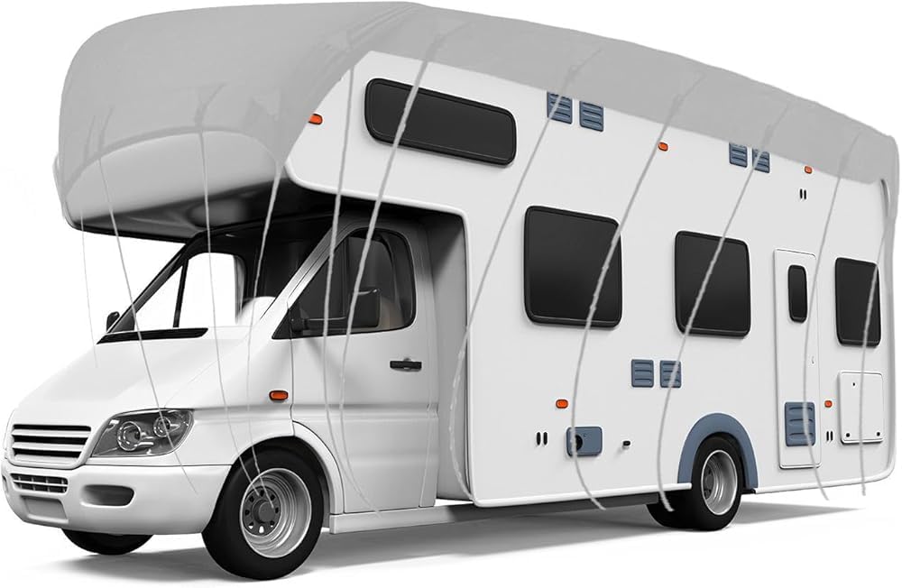 Fundas para caravana solo para techo, tela Oxford 210D impermeable, protección contra el viento y la nieve, almacenamiento plegable, fácil de usar, cubierta de remolque de viaje utilitario