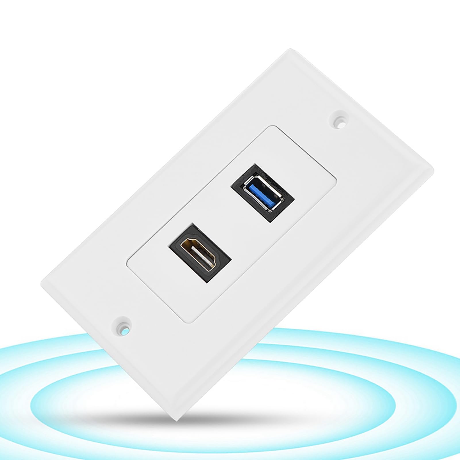 Haofy 2 porty HDMI, USB 3.0, gniazdo ścienne, płyta USB, ładowarka elektryczna, złącze kompozytowe audio, złącze wideo, złącze płyty ściennej, 2 w 1, wyjście, przedłużacz, biały