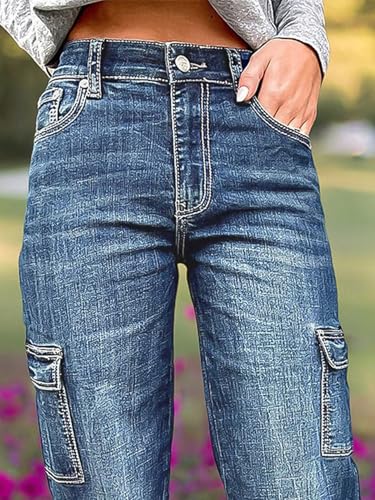 Flamingals High Rise Straight Leg Wash Multi Pocket Stylish Women's Jeans2