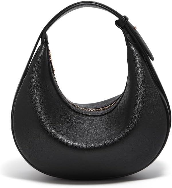 Women Crescent Shoulder Bag with Adjustable Strap Small Soft Vegan Leather Underarm Handbag Purse - Image 7