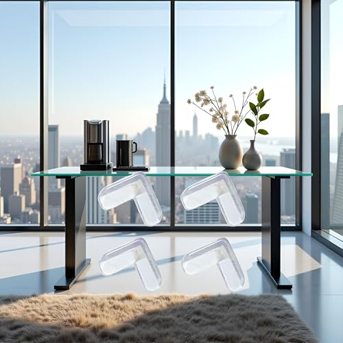 Image of 4Pcs Transparent Table Corner Protector Angle Pad Corner Guard Table Corner Bumper Attractive Bed Rails and Rail Guards Bathroom Safety