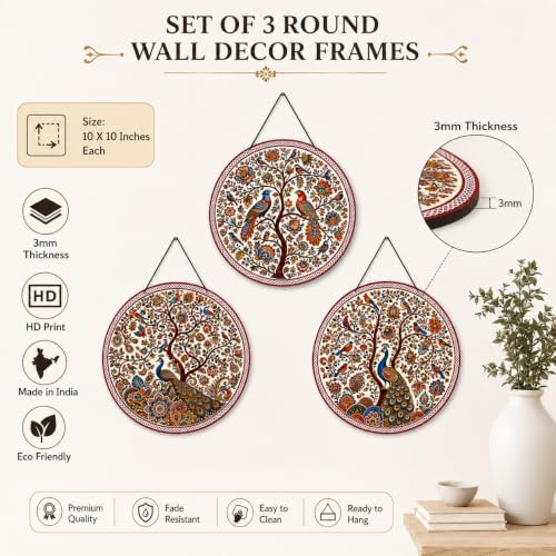 Image of Zesta Wooden Wall Hanging Decorative Items /Hanging Home Wall Decor Items /MDF Decoration Items for Home /Cute Wall Art For Living Room /Home Decor Items Living Room (Peacock)