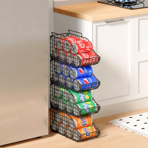 Sonyabecca 4-Pack Stackable Canned Food Organizer with Handles, Soda Can Organizer for Kitchen...