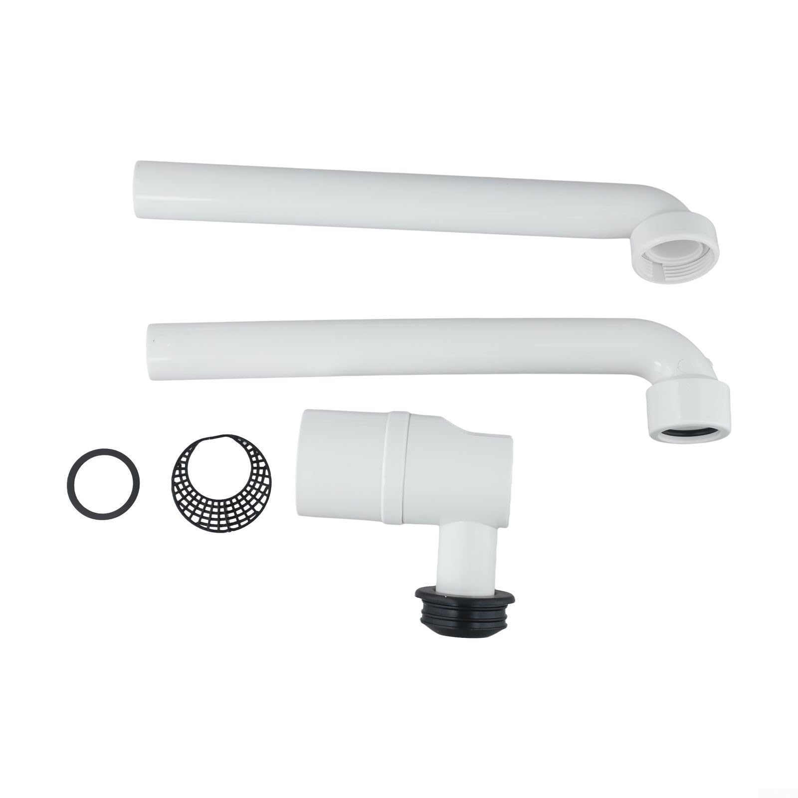Waschbecken-Abfallsammler, 3,8 cm, platzsparend, für Badezimmer, verstellbarer Waschbecken-Siphon (weiß)