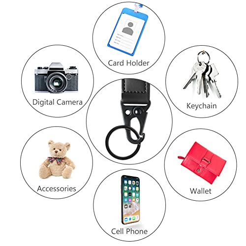 Vicloon Umhängeband Schlüsselband, Schlüsselband Lanyard, Neck Lanyard strip mit und echtem Leder, mit Metall Ring, für Schlüssel, ID Badge Card Holder, Brieftaschen und Ausweishalter(Schwarz)