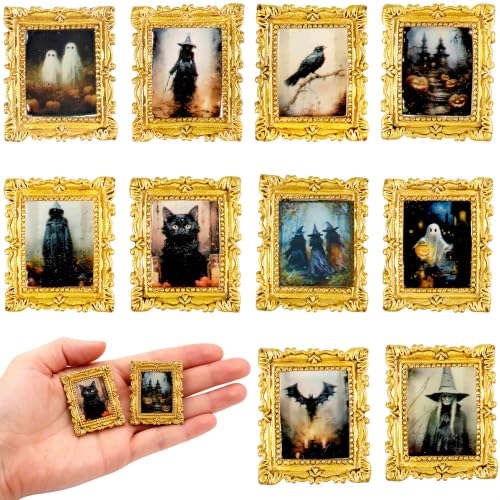 10 Pcs Miniature Accessories of Magic Frames Tiny Scary Photo Frames for Magic Witchy Mini House Diorama Decortion