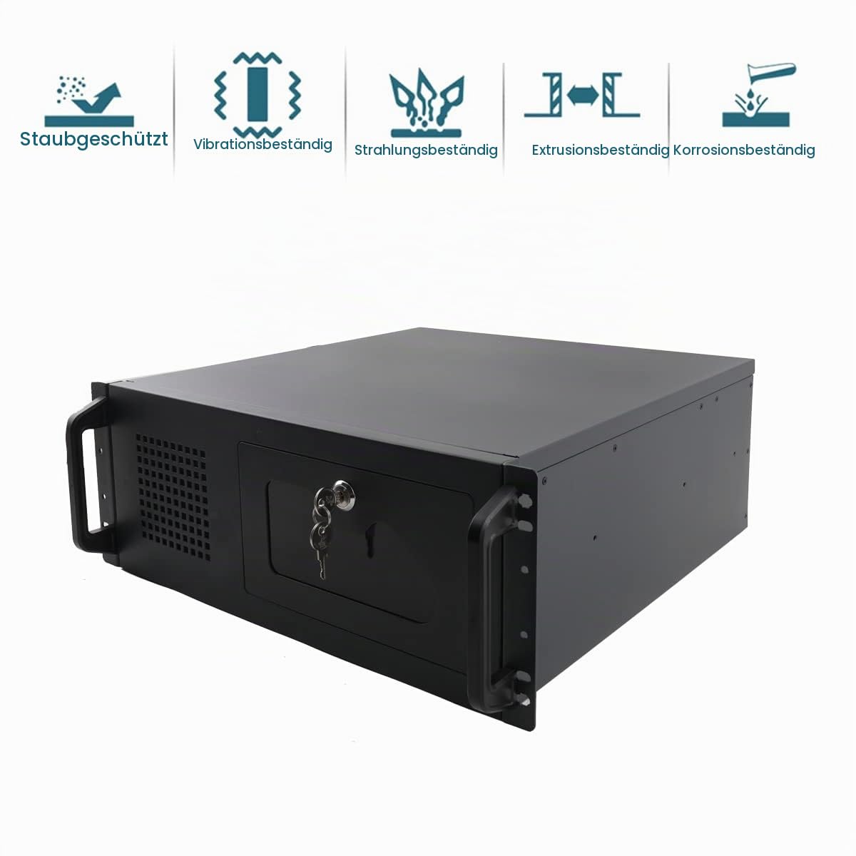 Servergehäuse 4HE Netzwerkschrank Wandmontage Serverschrank SL-450A | Server-Rack mit Verriegelbaren Türseitenteilen & 7 x 3,5 HDD-Laufwerksschächte mit 80 mm Lüfter