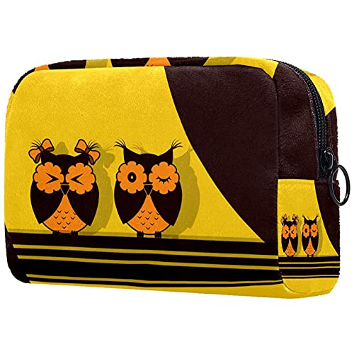 Sac cosmétique Sacs de Maquillage pour Les Femmes, Les Petits Sacs de Maquillage Housse de Voyage pour Toilette - hiboux Bruns Cover