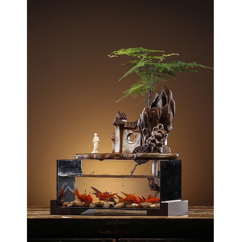 Fuente Decorativa de jardín, Fuente de Agua con Cascada, de cerámica, Feng Shui Zen, decoración para salón, Dormitorio, Oficina