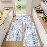 Photo Gallery xlhomo set di 3 tappetini da cucina antiscivolo, in nappa blu, lavabile, antimacchia, per cucina, lavanderia, bagno, ingresso Photo Gallery xlhomo set di 3 tappetini da cucina antiscivolo, in nappa blu, lavabile, antimacchia, per cucina, lavanderia, bagno, ingresso