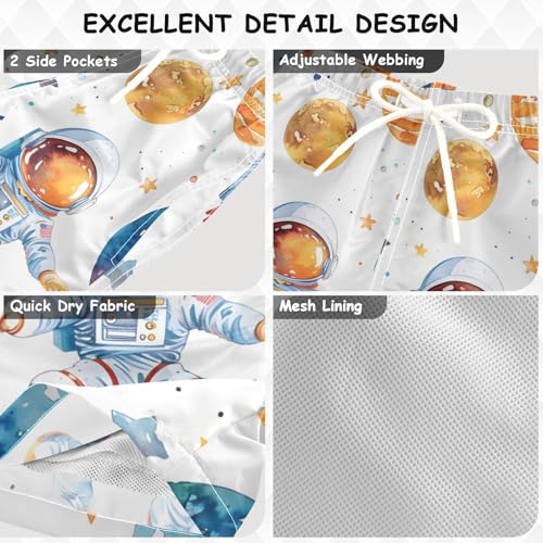 OREZI Boys Swim Trunk Shorts Astronaut Planet Bathing Suit for Toddler Kids3