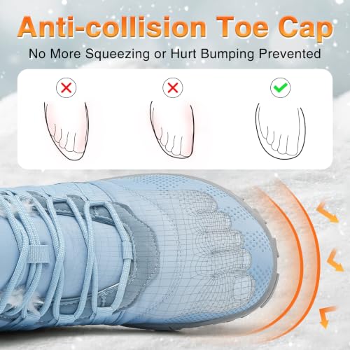 Image of Womens Mens Barefoot Boots Shoes Minimalist Winter Snow Boots Warm Ankle Booties Zero Drop Sole Wide Toe Box Slip on Sneakers