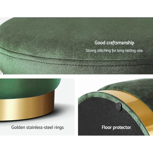 Image of Paamwood Velvet Sitting Stool - Luxurious Ottoman Footrest for Bedroom & Living Room, Wooden Sofa Side Stool, Makeup Chair, Pouf for Home & Office Decoration (Green Pack of 6)