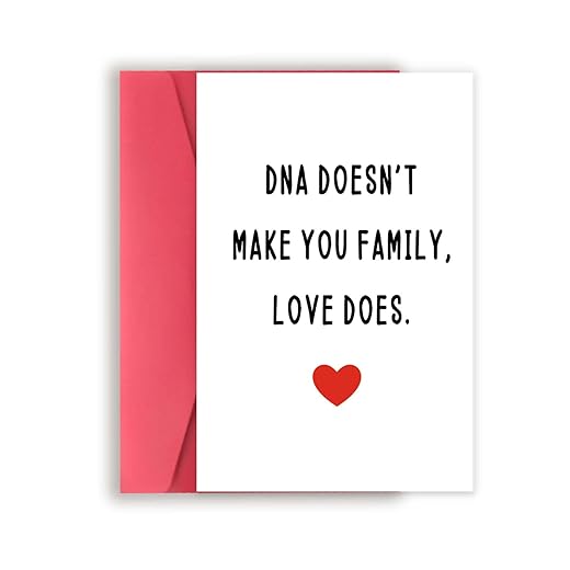 Funny Bonus Dad Card for Fathers Day, Fathers Day Card for Stepdad, Dad Birthday Gifts from Stepdaughter Stepson, Step Father's Day Card, Dna Doesn't Make You Family, Love Does