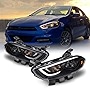 AKKON - For 2013-2016 Dodge Dart LED Light Tube DRL + Premium Projector Headlights Black Pair Housing