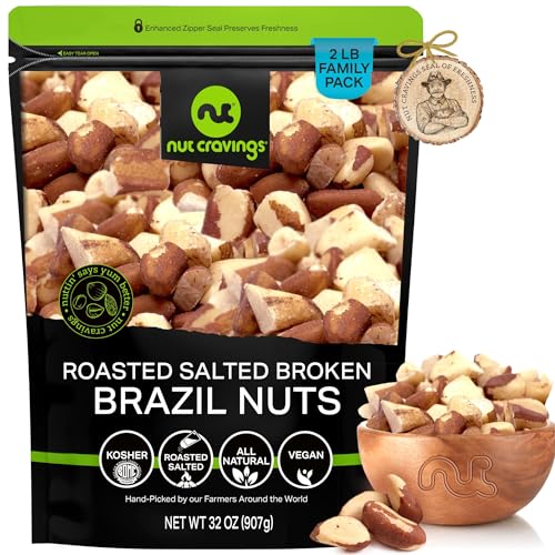 Image of NUT CRAVINGS - Roasted & Salted Broken Brazil Nuts - No Shell, (32oz - 2 LB) Bulk Nuts Packed Fresh in Resealable Bag - Healthy Protein Food Snack, Food Assortments
