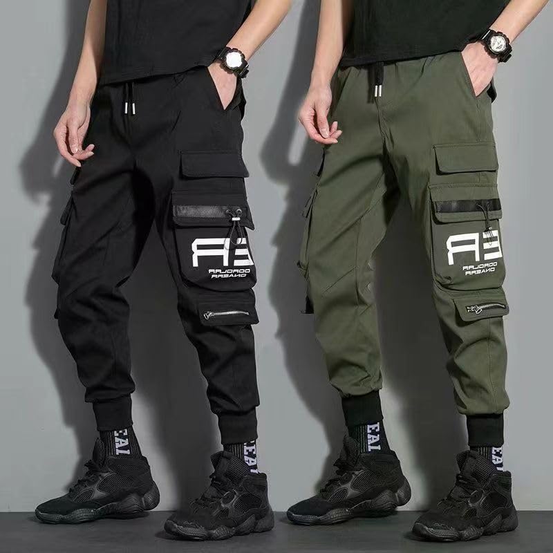 Pantalon cargo homme multi-poches avec rubans techniques suspendus
