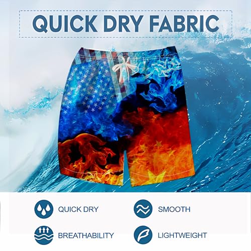 Novelty Fire Printed Board Shorts Funny Colorful Flame Graphic Beach Shorts3