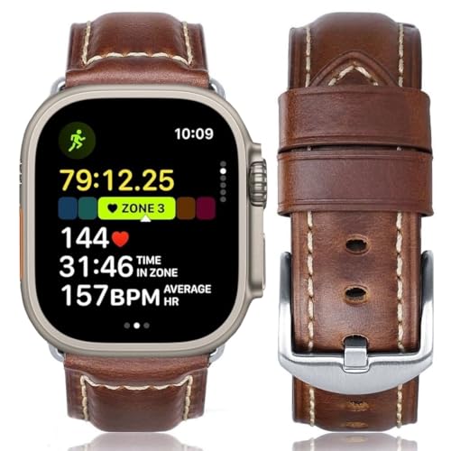 Image of HUAFIY Compatible for Apple Watch Bands 42mm 44mm45mm46mm 49mm 38mm 40mm41mm, Genuine Leather Band Strap for iWatch Series 11 /10 /9 /8,7,6,5,4,3,2,1, Ultra3 2 1