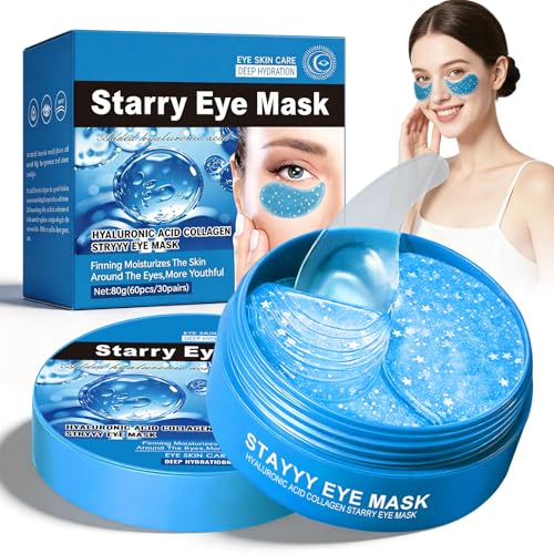 60 Piezas Parches Ojos Bolsas Y Ojeras, Eye Pads De Colágeno Con Ácido Hialurónico, Reducir Bolsas Y Atenuar Ojeras, Hidratante Edad, Nutre Reafirma La Piel Alrededor De Los Ojos