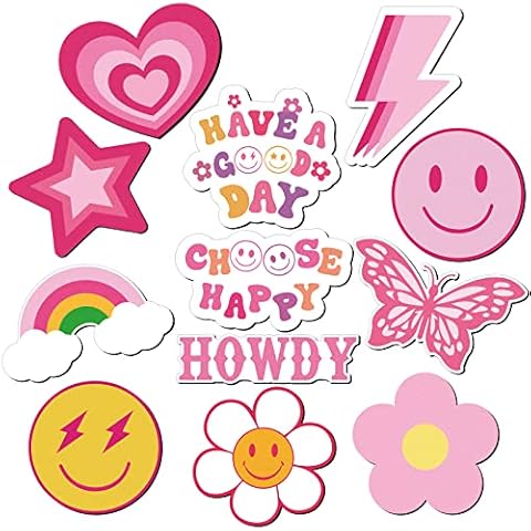 12 Pieces Pink Preppy Refrigerator Magnets Women Fridge Magnets Smiling Face Fridge Magnet Pink Fridge Magnets Decorative Magnetic Fridge Decor Preppy Locker Decorations for Kitchen Refrigerator Cover