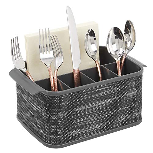 mDesign Cutlery Holder with Handles – Decorative Cutlery Basket for Kitchen, Garden or Picnic – mDesign Cutlery Holder with Handles – Decorative Cutlery Basket for Kitchen, Garden or Picnic –