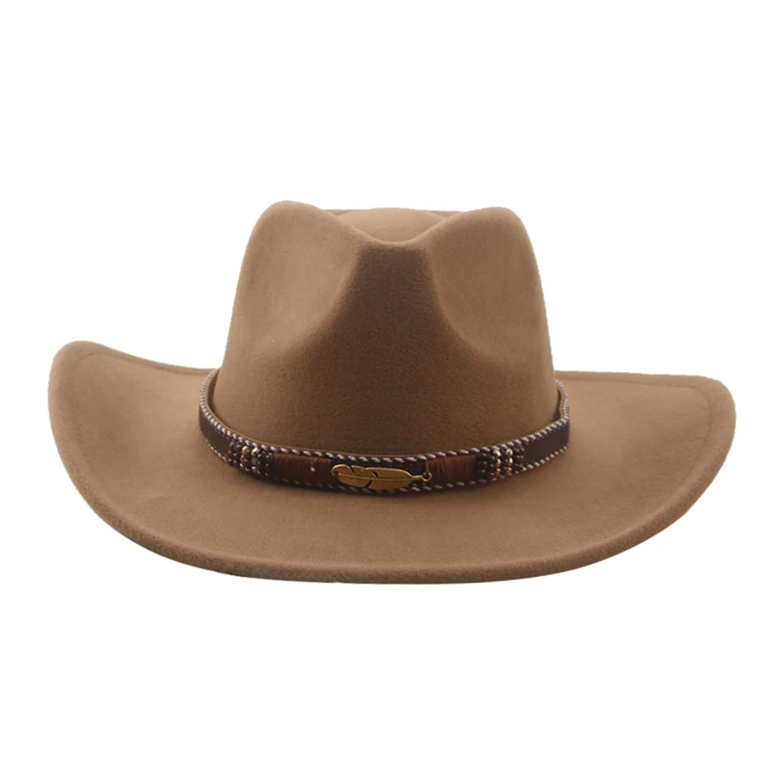 Cappelli Fedora da Donna Cappello da Uomo in Feltro Panama Cappello da Cowboy Occidentale Cappello da Cowboy a Tesa Larga Vintage Casual