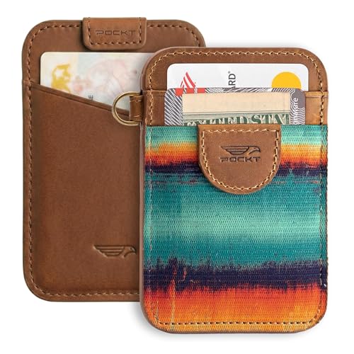 Image of POCKT Slim Card Holder Wallet For Men and Women - Minimalist Front Pocket Wallet Elastic Credit Card Holder Genuine Leather RFID Blocking Card Case Wallets, Grunge, 4.25 inch L x 2.75 inch W x 0.15 inch H