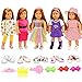 Miunana 5 PCS Abiti Vestiti alla Moda + 2 PCS Scarpe + Cappello + Cintura per 16 - 18 Pollici (40 CM - 46CM) Bambolotti Bambola Americana American Girl Dolls