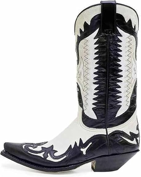 Men's Knight Boots, Embroidered Biker Boots, Vintage Knee High Boots, Western Cowboy Style, Pointed Toe Motorcycle Boots2