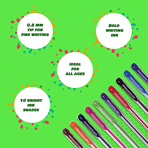 Image of Cello Technotip Ball Pen Set, Red, Set of 10 Colour Bombs coloured ink Gel pens - Pack of 10