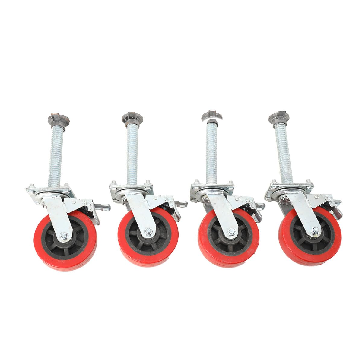 Ruote Per Carrello Industriali 4 Pezzi Ø150 mm, Ruota Con Freno, Rotazione 360°, Portata Totale 500 kg, Acciaio Zincato, Per Mobili Ufficio Magazzino