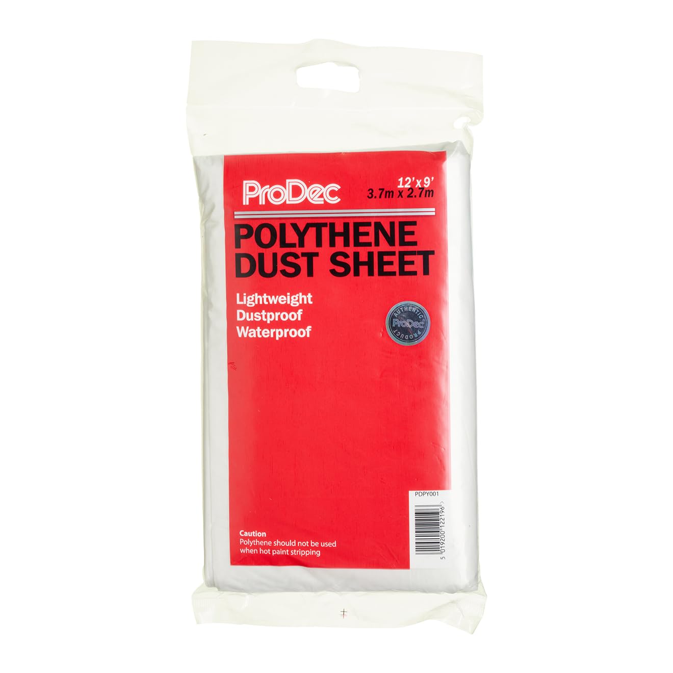 Prodec 12Ft X 9Ft (3.6M X 2.7M) Lightweight Polythene Dust Sheet, Dustproof And Waterproof Ideal For Covering And Protecting Floors And Furniture From Spills And Splashes When Painting And Decorating