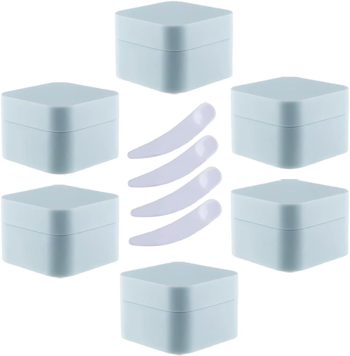 FLYIODFCXV cosmetic jar, Pack of 6,Square Blue Plastic Cream Jars Cosmetic Pots with Inner Liner Containers for Lip Balm, Lotion(Blue,50ml)