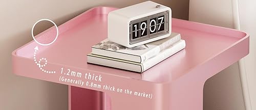 Miniatura 5 de Mesitas de noche pequeñas de metal, mesa auxiliar moderna con almacenamiento de 3 niveles, mesa auxiliar rosa para sofá, sala de estar, dormitorio,