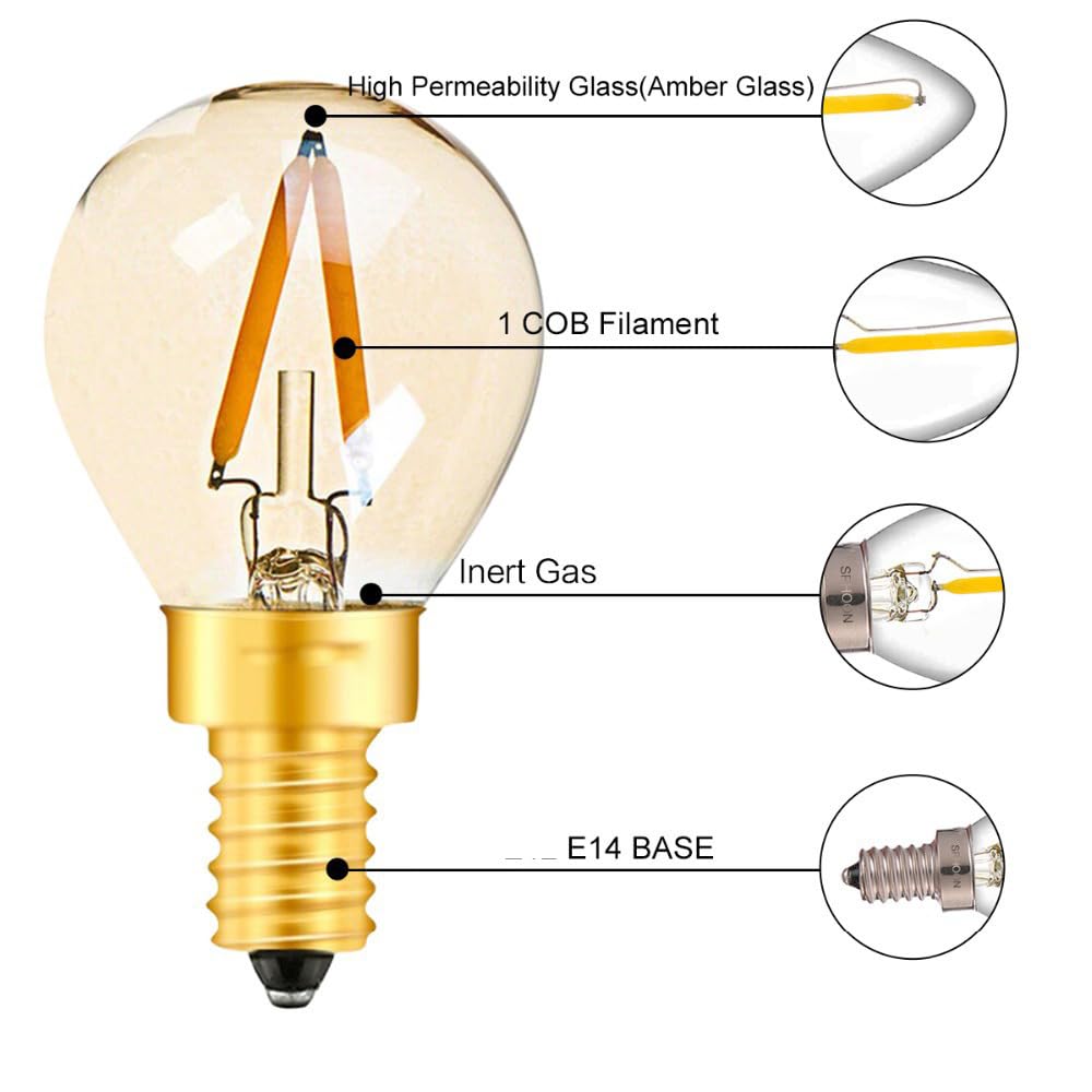 8 Szt 220V 1W G40 E14 Żarówka LED Retro Żarówka LED Globe Filament Lampa Amber Glass Ciepła Biel Do Baru Hotelowego Salonu