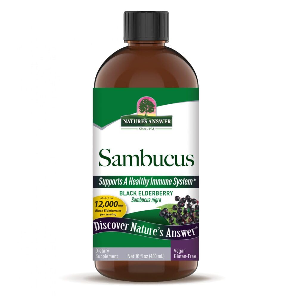 Nature’s Answer Sambucus Schwarzer Holunder, 12000mg, 480ml Flüssigextrakt