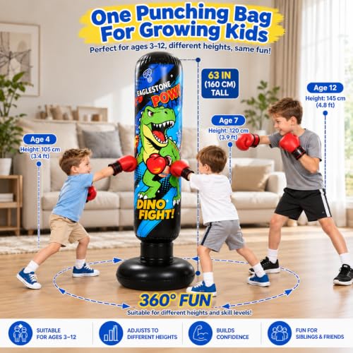 EagleStone 63" Inflatable Dinosaur Punching Bag - $19.79 after coupon + 45% Off Code VXONUT5Z - image 3