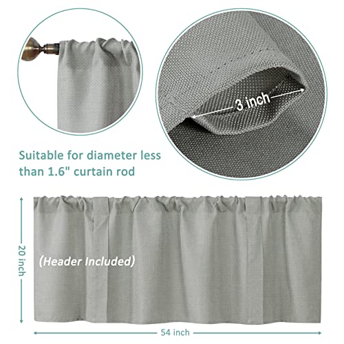 Home Queen Tie Up Curtain Valance Window Treatment For Living Room, Adjustable Balloon Rod Pocket Drape Valence, Set Of 1, 54 X 20 Inch, Grey #TOP5