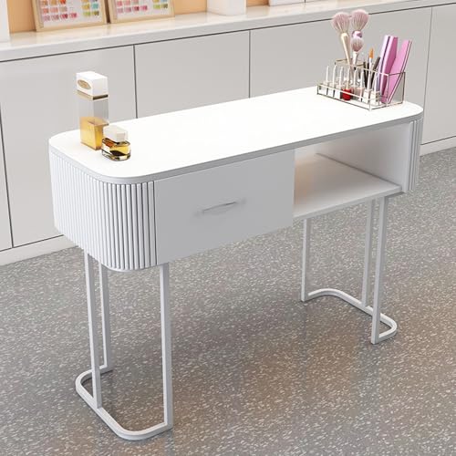 BDYSWD ネイル メイク作業台 マニキュアテーブル 引き出し付き ネイルテーブル スタイリッシュ ネイルテーブル ネイルデスク 耐久性と安定性 組み立てが簡単 適しています勉強デスク ワークテーブ 食事デスク 学習デスク オフィスデスク(ホワイト,10