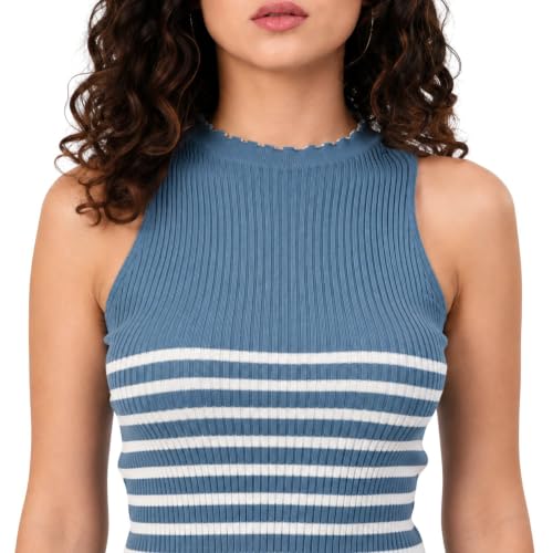 Image of Kalt Womens Knitted, Ribbed Cotton Fitted Sleeveless Round Neck Cami Tank Top