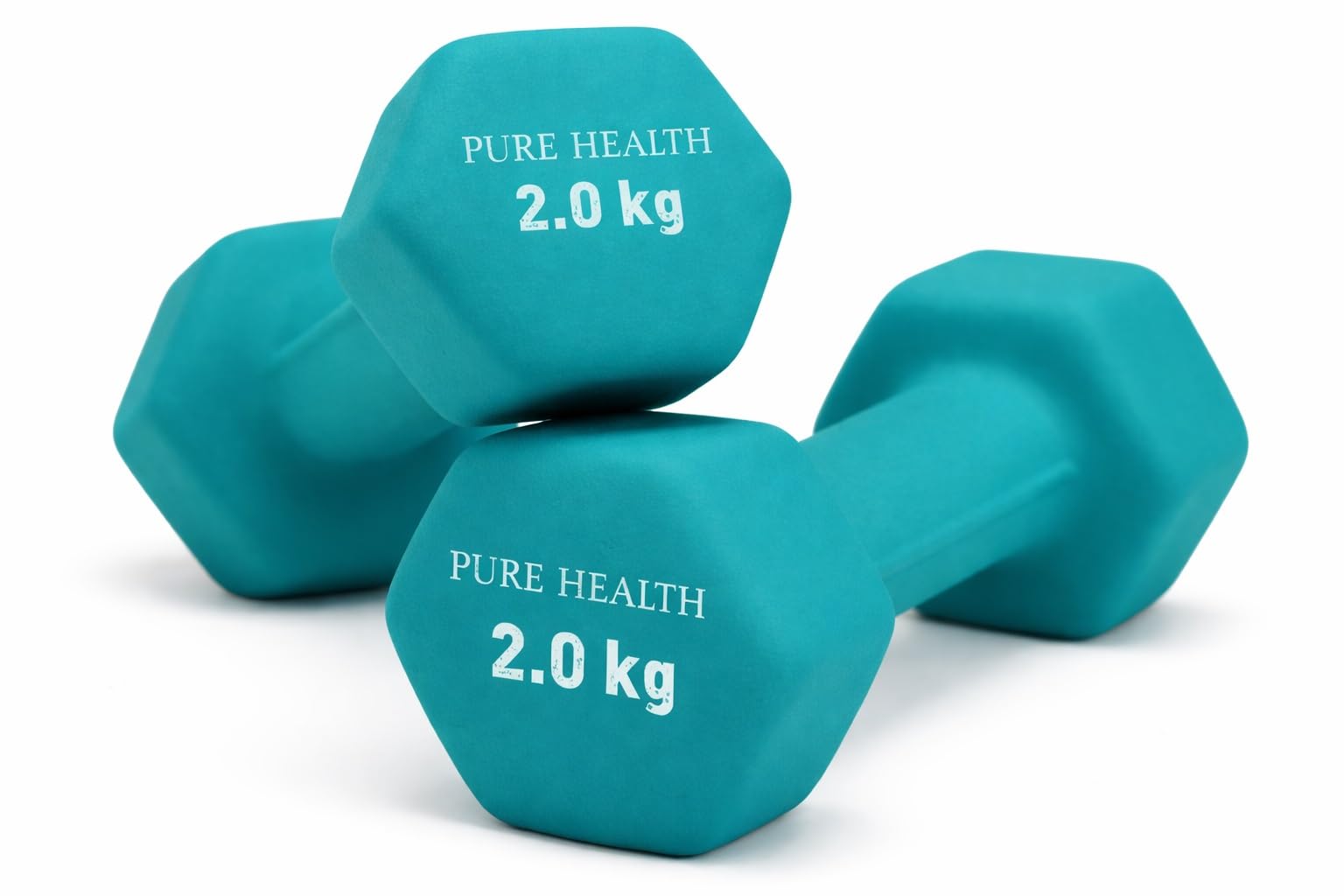 Neoprene Dumbbell Hand Weights Pair Home Exercise for Women Men Arm Pilates Dumbbells in 1kg 1.5kg 2kg 3kg 4kg 5kg 8kg 10kg Set (Teal)