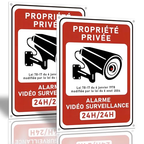 Lot de 2 18x13 cm Panneau Avertissement Surveillance Vidéo 