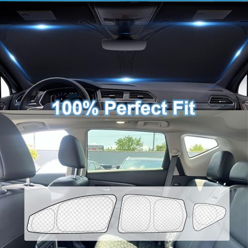 Image of KMF 8pcs Thicken Sun Shades for Nissan Murano 2015-2024 Accessories, Full Car Window Covers Sunshade for Windshield Side Rear, UV Block and Blackout Privacy for Car Camping Outdoor